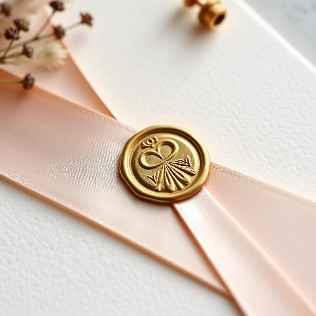 Detalhe de convite com lacre dourado